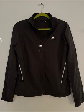 adidas Women's Black Zip-Up Utility Jacket with White Trim